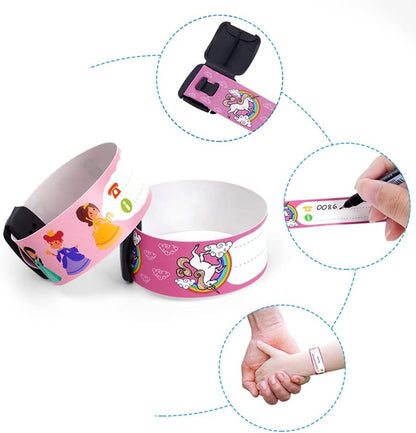 VICLOON waterdichte SOS-armbanden voor kinderen 8 stuks + stift
