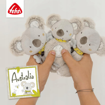 FEHN AUSTRALIA książeczka sensoryczna ZAWIESZKA, pluszowe koale z książeczką dla niemowląt 0+