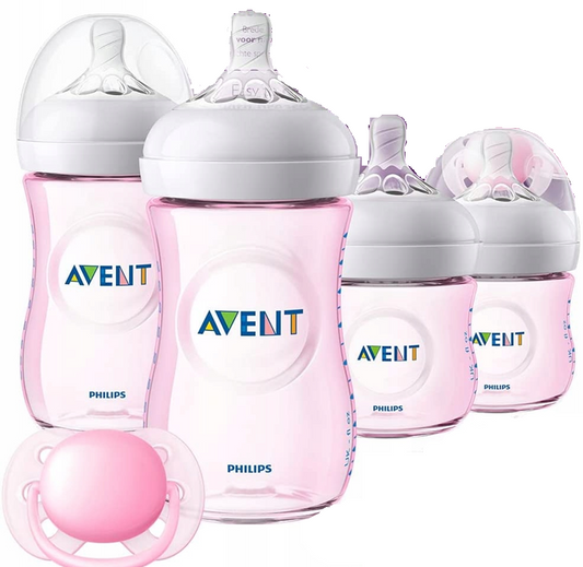 PHILIPS AVENT SCD301/03 zestaw dla noworodków, 4 butelki i smoczek, różowy, BPA free