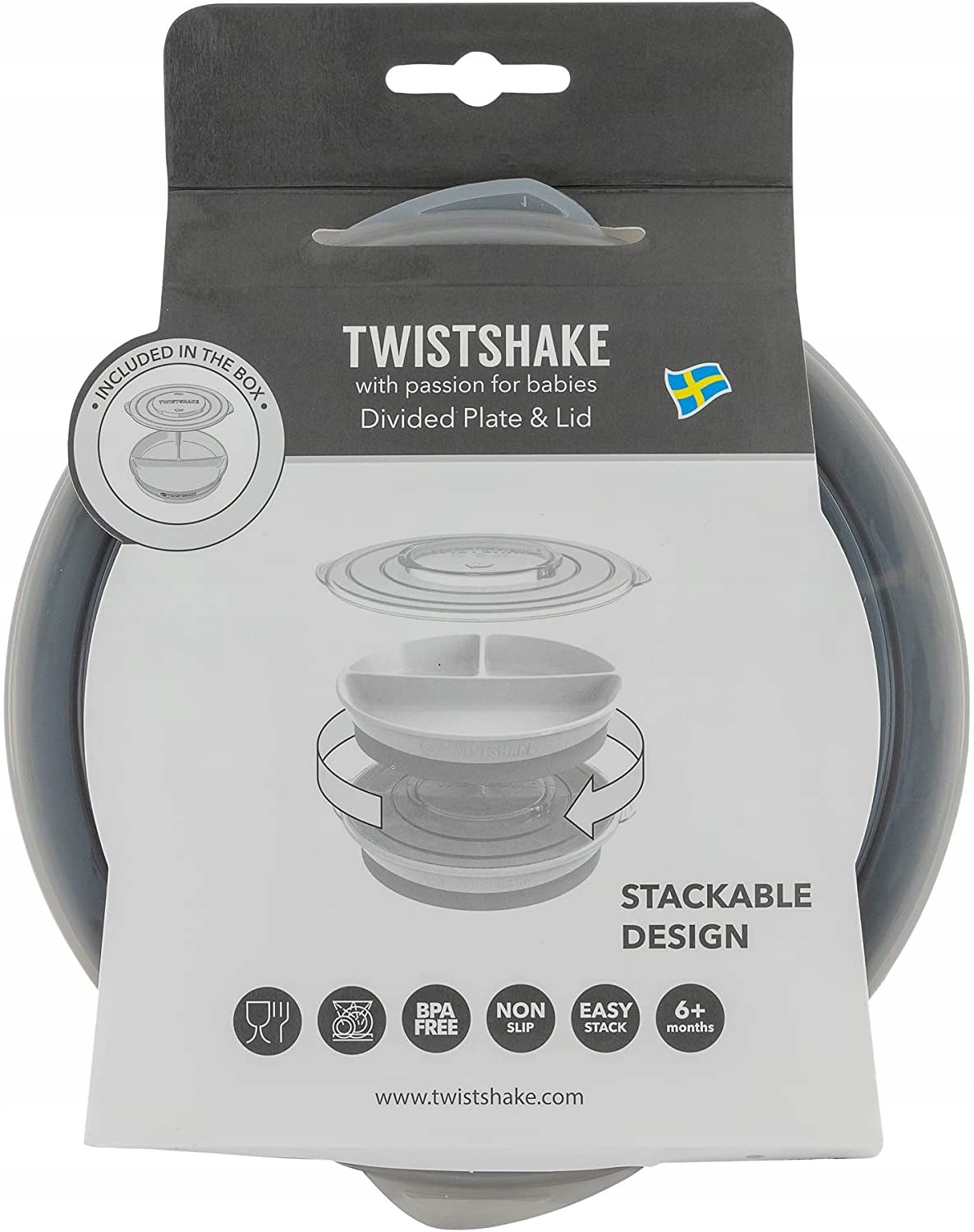 TWISTSHAKE mata CLICK MAT MINI z talerzykiem 6msc+ szara, silikonowa, z pokrywką, używana