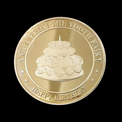 BRADOC Fée des dents pièce métallique dorée à glisser sous l’oreiller 4 cm GÂTEAU