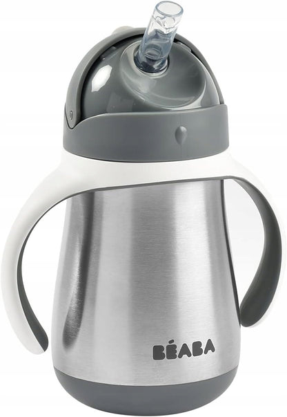 BEABA tazza antigoccia con cannuccia IN ACCIAIO 250 ml