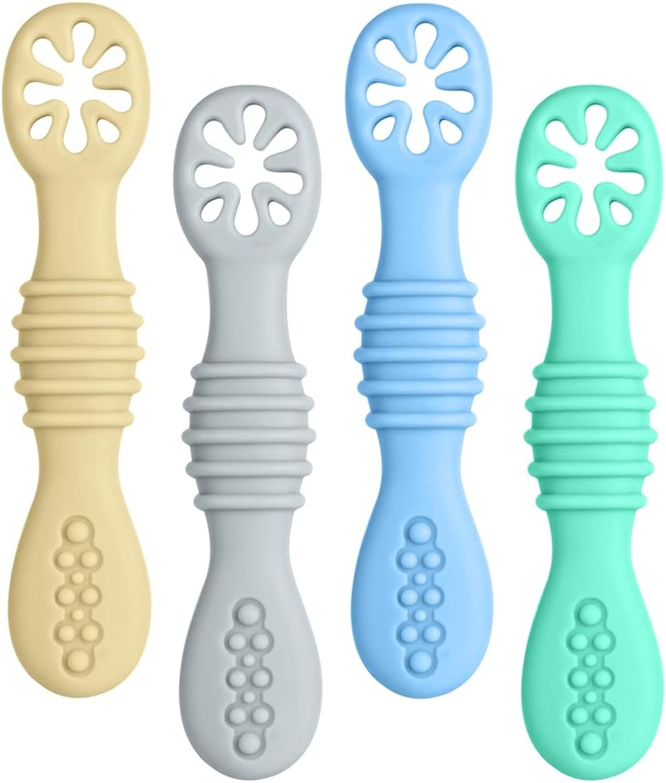 VICLOON set van 4 siliconen lepels voor vaste voeding 11 cm