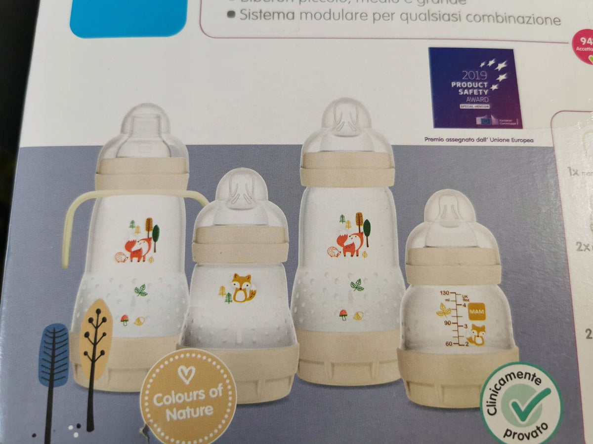 MAM zestaw startowy Easy Start Anti-Colic XXL 11el. beżowe butelki antykolkowe z ilustracjami zwierząt