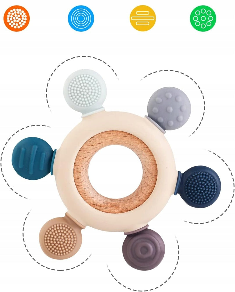 AKOLIK siliconen-houten masserende bijtring 10,8 cm 3 m+