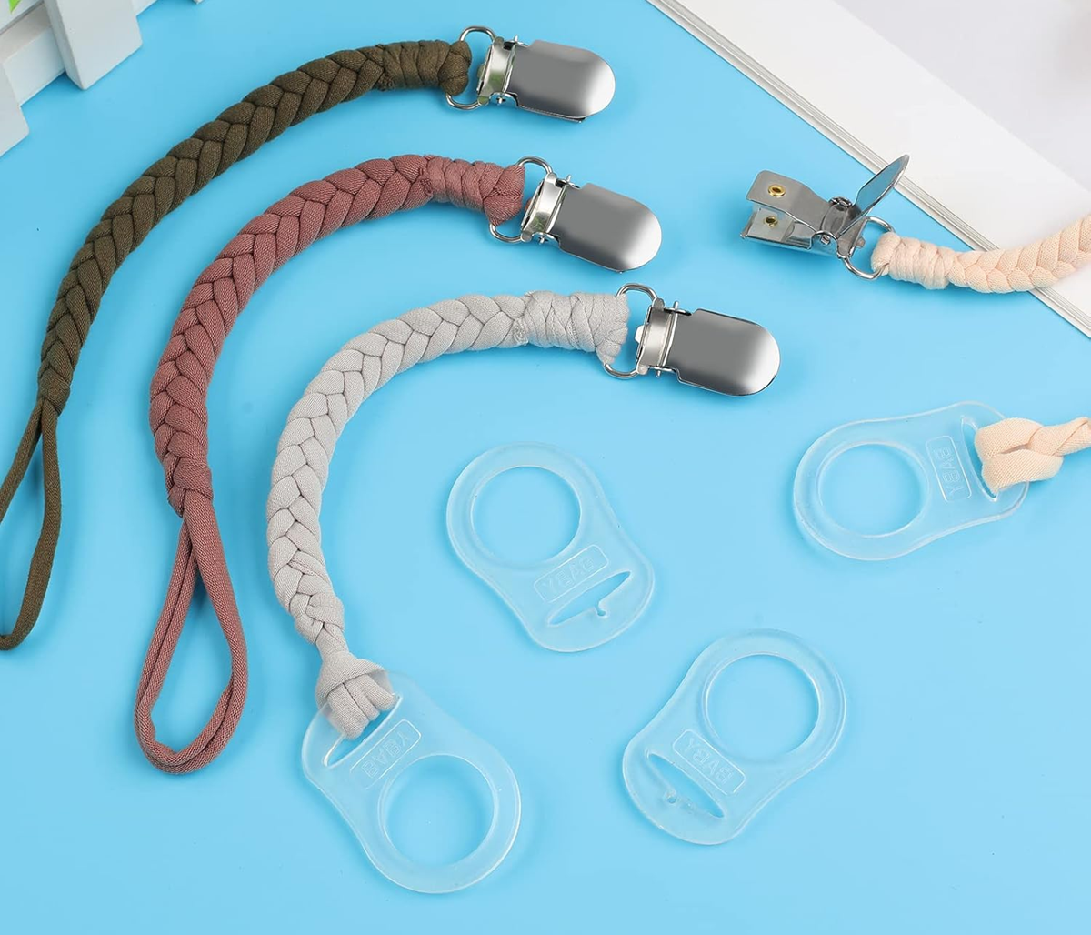 ANNHAO chaîne de sucette en coton avec clip 22 cm MARRON
