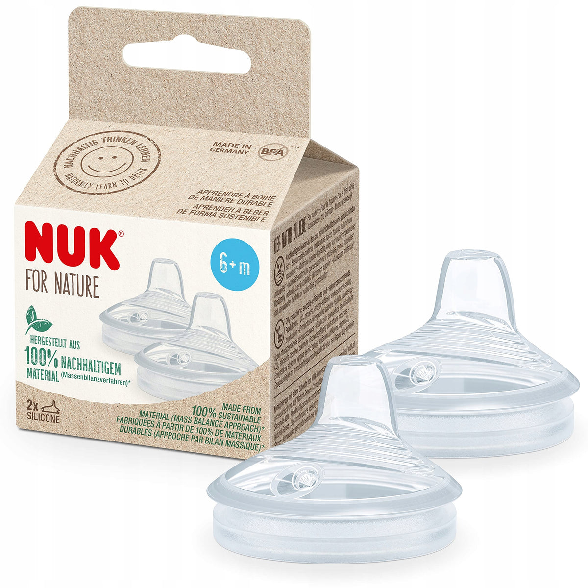 NUK for Nature boquilla de silicona para vaso, tetina para taza 6 meses+