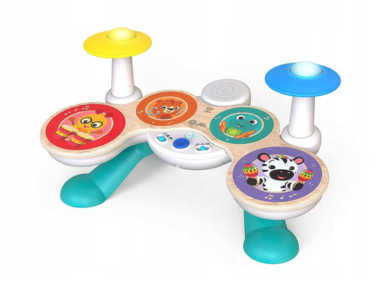 HAPE Baby Einstein drewniana perkusja dotykowa, kolorowa zabawka muzyczna dla dzieci 12 m+, drewniana i plastikowa