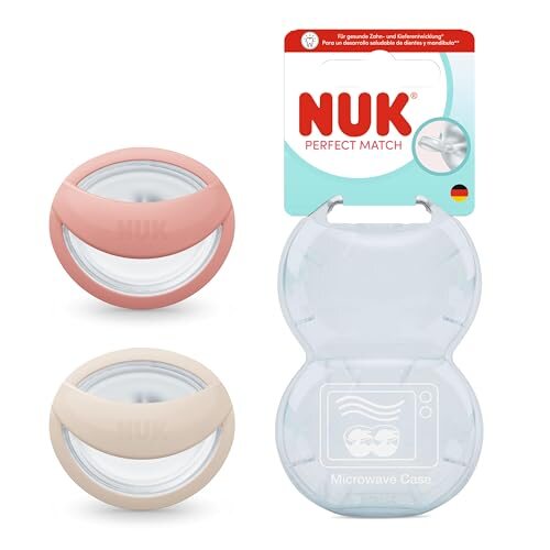 NUK Perfect Match fopspenen 0-6 mnd. 2 st. beige/rood