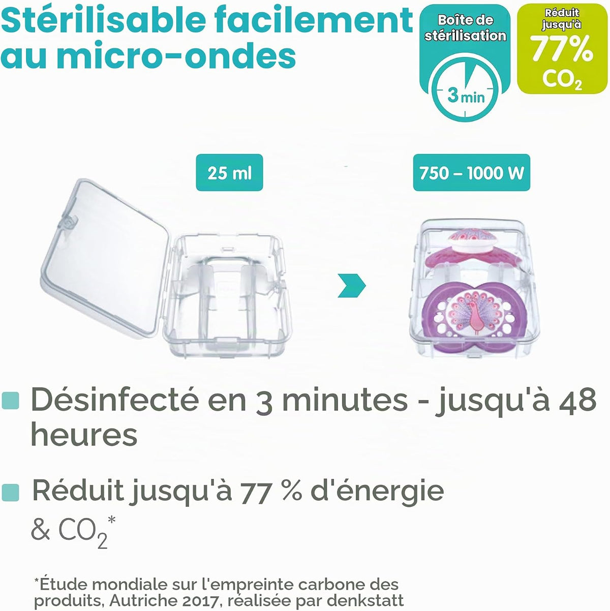 MAM Supreme smoczek uspokajający 16m+ x2, sterylizator mikrofalowy 3 min, 25 ml, 750-1000 W