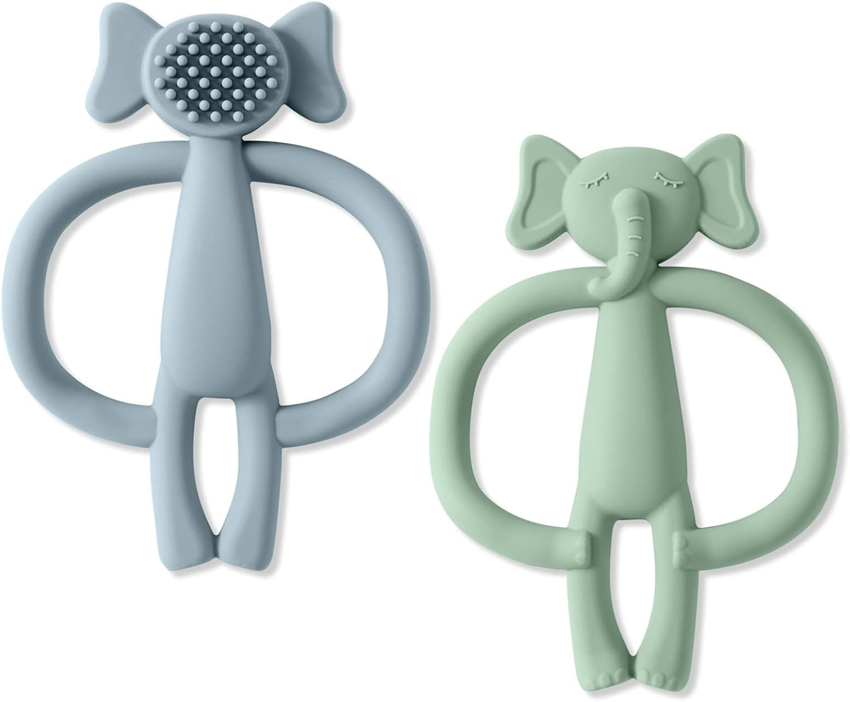 VICLOON elephantscooling teether 2 piecesage 3 m+colours blue and greenwidth 8.5 cm, length 11 cmmaterial