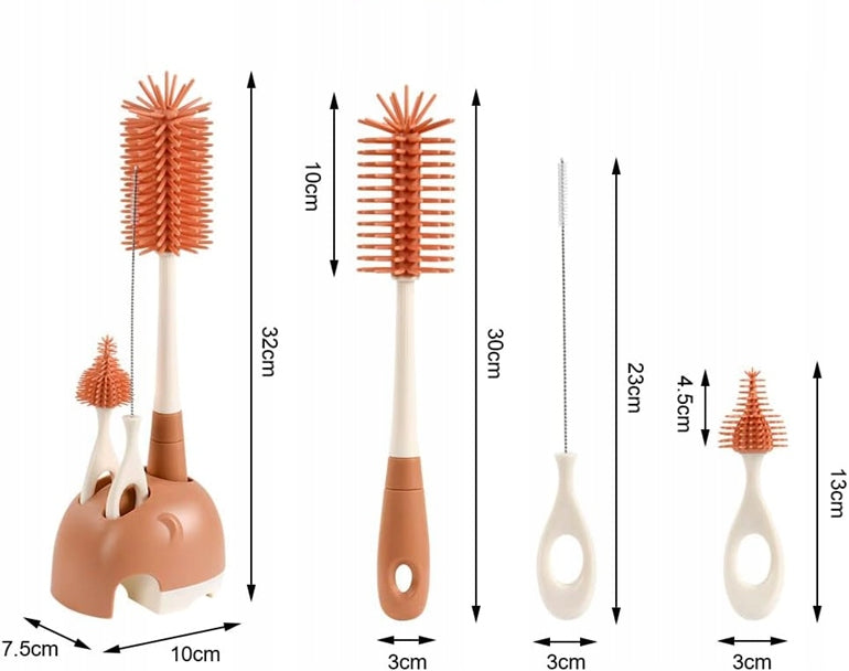 VICLOON 3 in 1 spazzole in silicone per la pulizia di biberon, tettarelle e cannucce 32cm