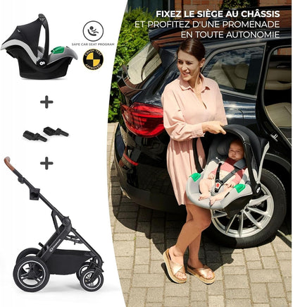 KINDERKRAFT B-TOUR 3-in-1 multifunctionele kinderwagen tot 22kg + autostoeltje MINK PRO