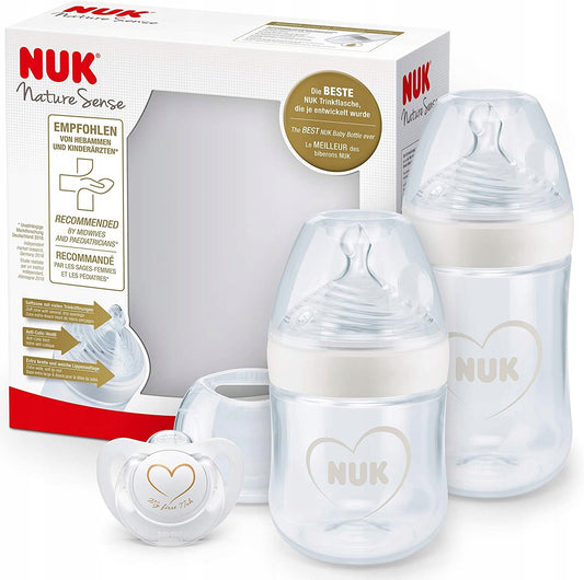 NUK Nature Sense zestaw butelek 260,150ml +smoczek z butelkami, smoczkiem i smoczkiem uspokajającym dla niemowląt