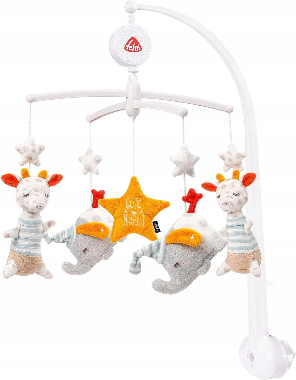 FEHN Dobranoc DRAAIKARROUSEL voor ledikantje LICHTGEVENDE IN HET DONKER