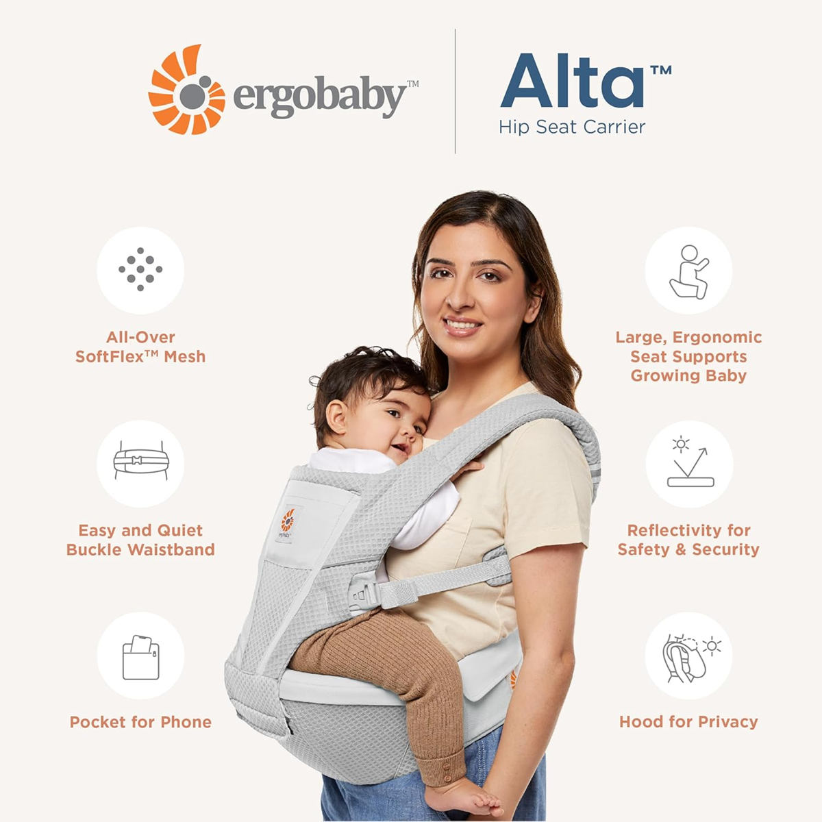ERGOBABY ALTA draagzak met heupzitje 5,5-20kg