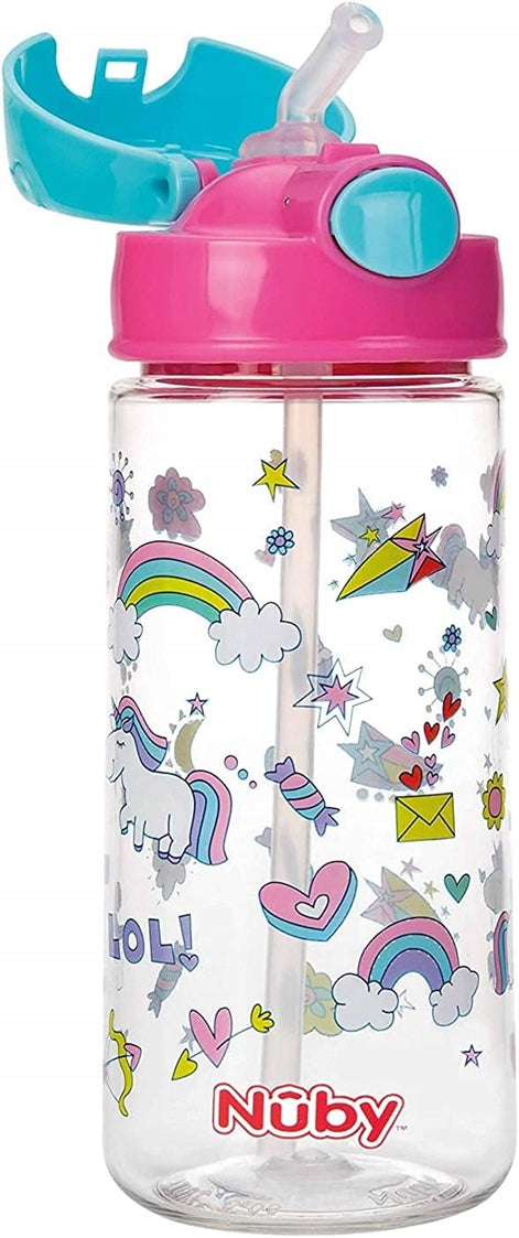 NUBY rietjesbeker tritan fles met rietje 4 l+ 540 ml
