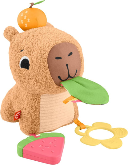 FISHER-PRICE plyšová senzorická kapybara s kousátkem a chrastítkem 23,5 cm