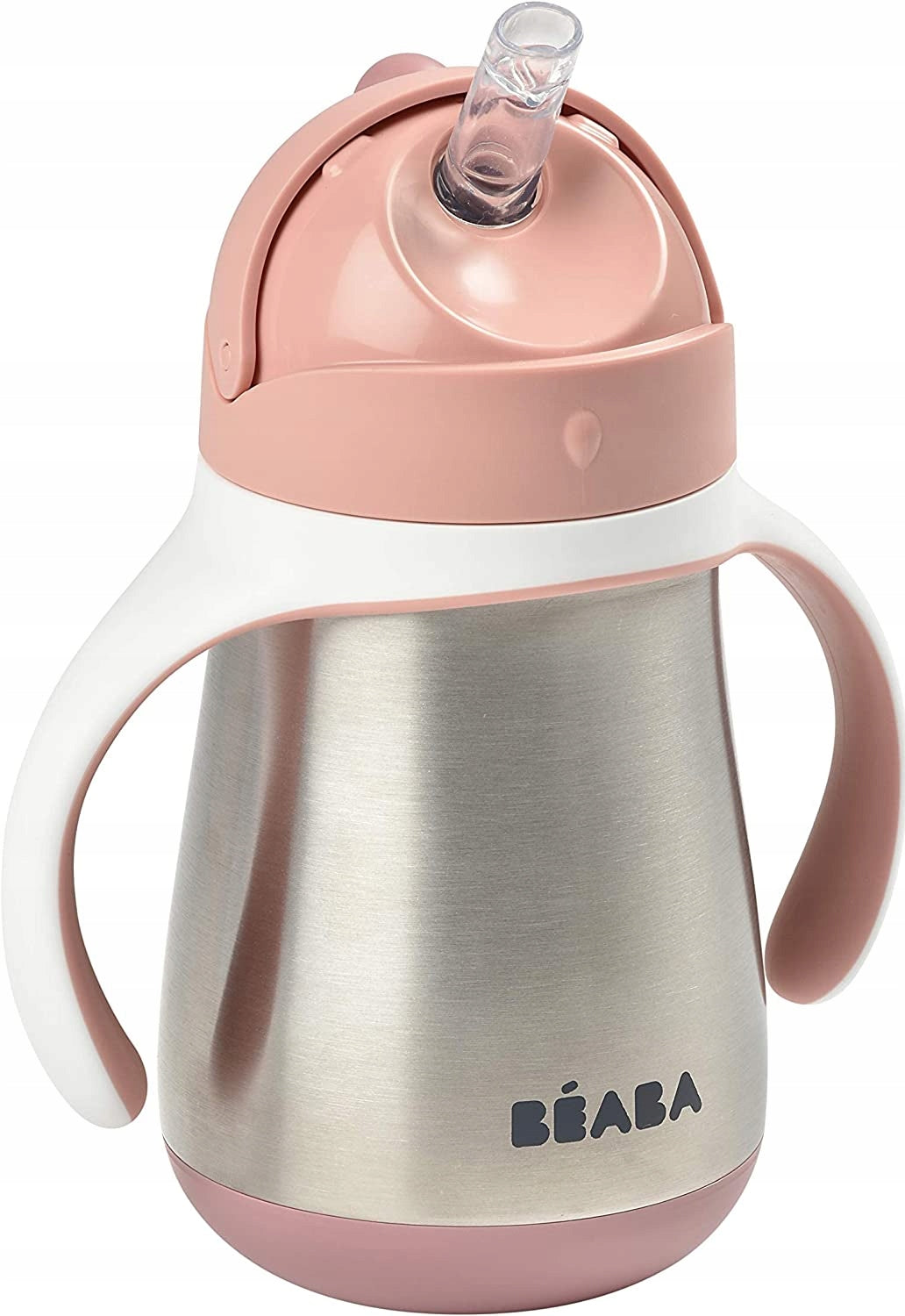 BEABA Edelstahlschnabeltasse mit Strohhalm, 250 ml