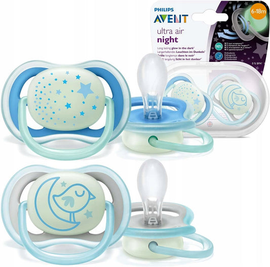 PHILIPS AVENT Ultra Air Night smoczki x 2 6-18msc świecą, smoczki uspokajające świecące w ciemności