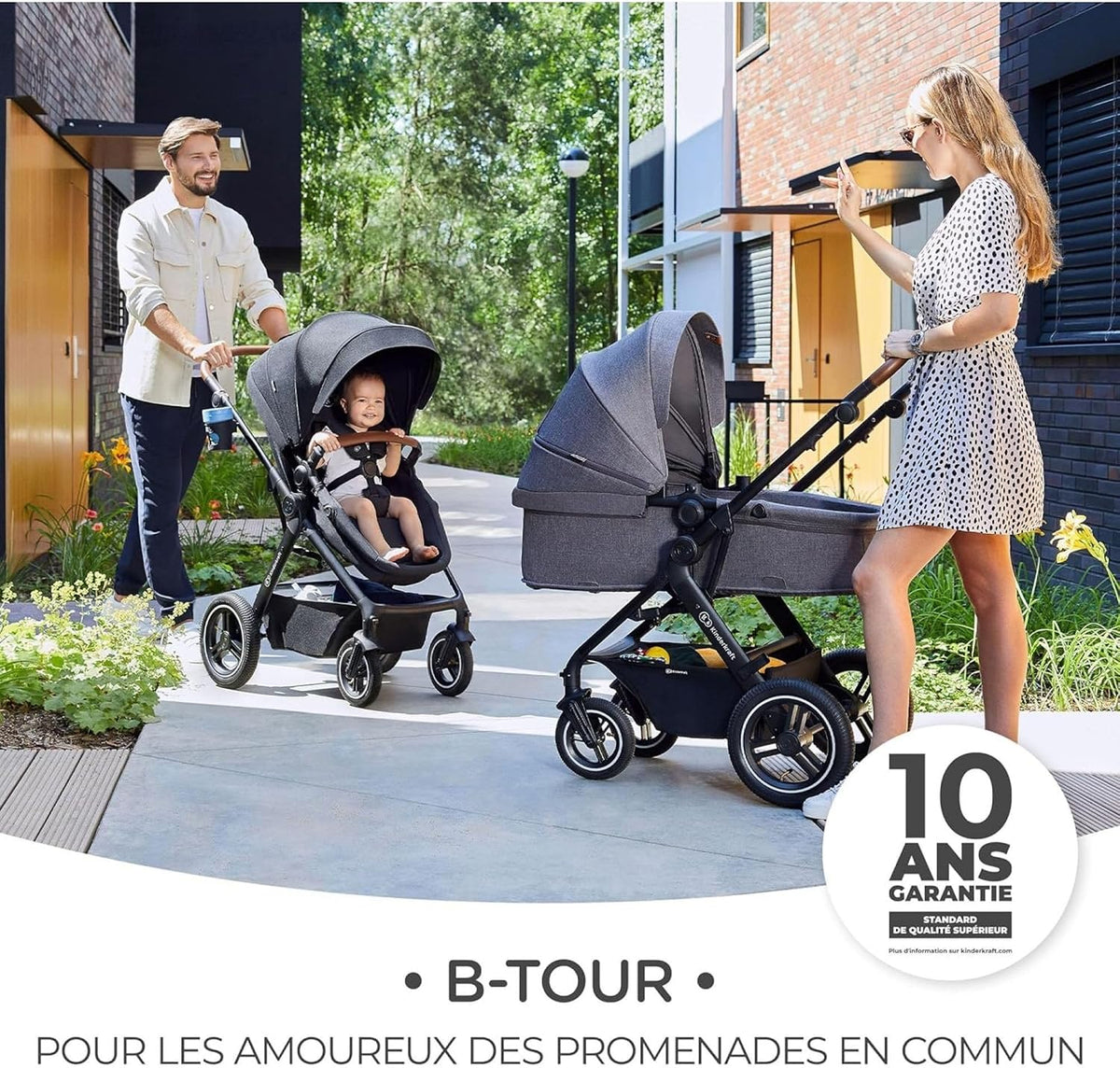 KINDERKRAFT B-TOUR 3-in-1 multifunctionele kinderwagen tot 22kg + autostoeltje MINK PRO