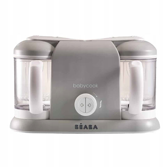 BEABA Babycook Duo ROBOT KUCHENNY 4 w 1 2200 ml szary parowar, mikser, rozmrażacz i podgrzewacz z dwoma pojemnikami