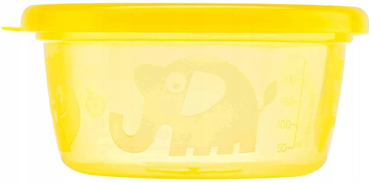 NUBY pojemniki na przekąski 6x300, żółty pojemnik 300 ml do mikrofalówki i zmywarki