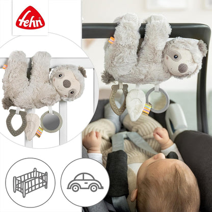 FEHN Activity pluchen LUIAARD-hanger voor kinderwagen en autostoeltje, 22 cm