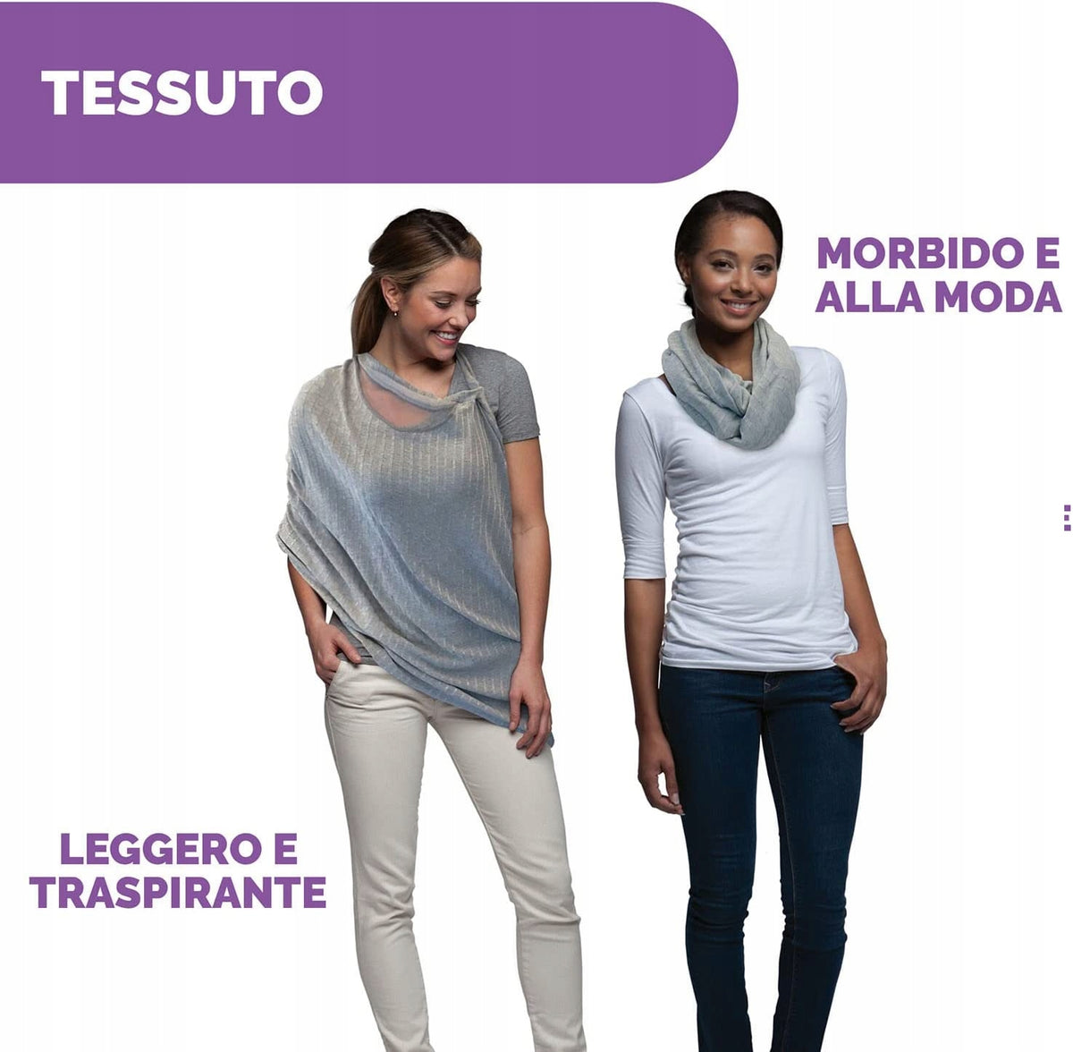 CHICCO Boppy Infinity szal i dyskretna osłona do karmienia 2w1, lekki i modny szary materiał