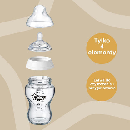 TOMMEE TIPPEE zestaw startowy butelek ANTI-COLIC, 4 elementy, butelka Closer to Nature z smoczkiem