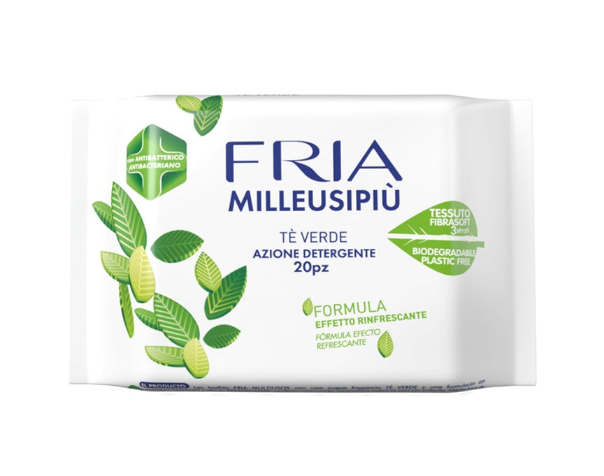 FRIA Milleusi Piu drievoudige vochtige doekjes groene thee x20