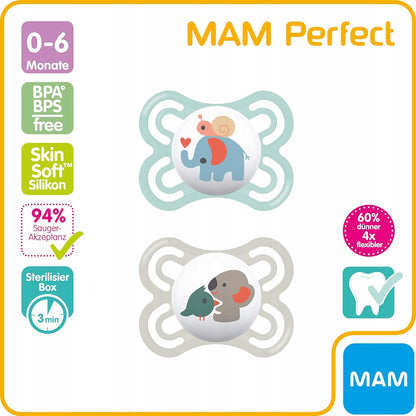 MAM Perfect succhietto calmante x2 0-6 mesi+ box