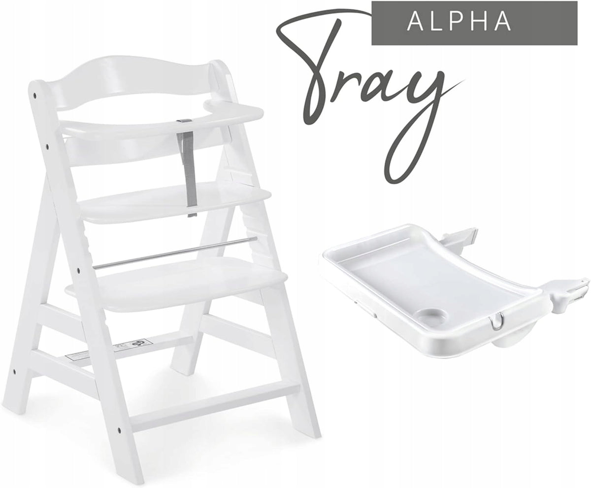 HAUCK Alpha+ Tray zestaw akcesoriów do krzesełka do karmienia, biały stolik 3w1 z tacą dla dzieci