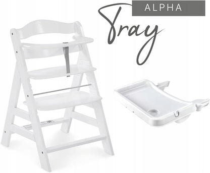 HAUCK Alpha+ Tray zestaw akcesoriów do krzesełka do karmienia, biały stolik 3w1 z tacą dla dzieci