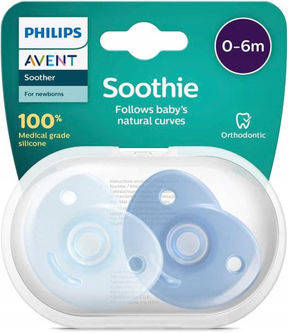 PHILIPS AVENT Soothie smoczki x 2 0-6msc, smoczki uspokajające dla noworodków 0-6 miesięcy, silikon medyczny