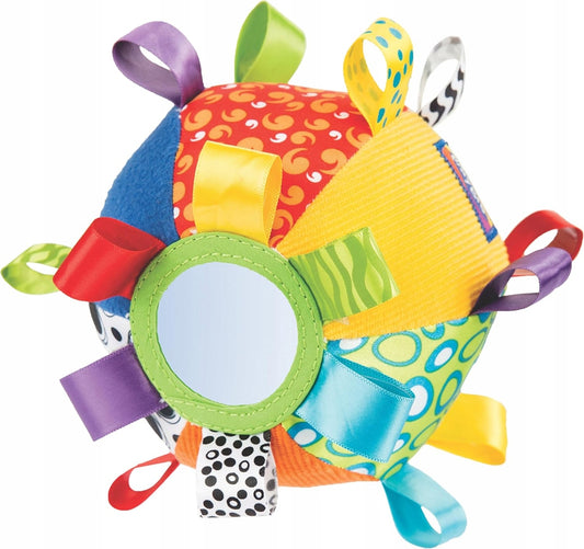 PLAYGRO Loopy Loops αισθητηριακή βελούδινη μπάλα με καθρέφτη και κουδουνίστρα