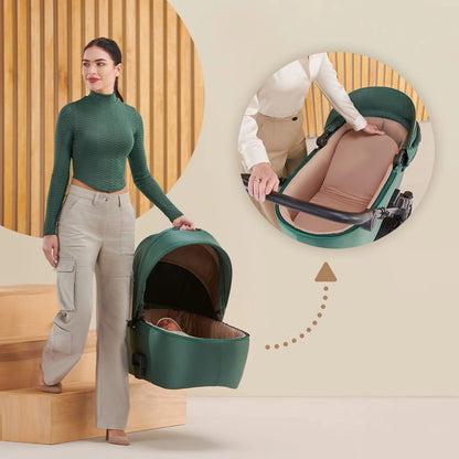KINDERKRAFT PRIME2 PRO 3-in-1 multifunctionele kinderwagen tot 22kg + autostoeltje MINK PRO