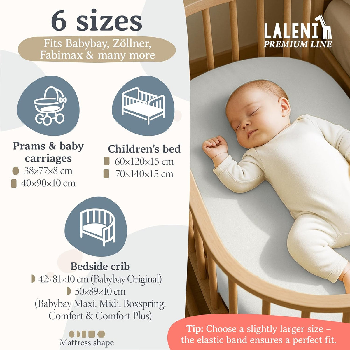 LALENI hoeslaken met elastiek voor kinderwagen 38x77