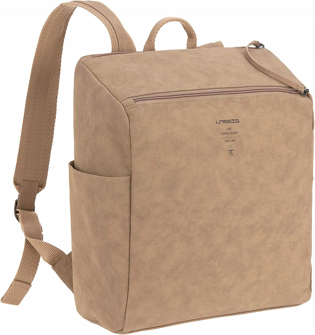 LASSIG torba plecak na akcesoria TENDER vegan, camel, wegański plecak na pieluchy 14 l