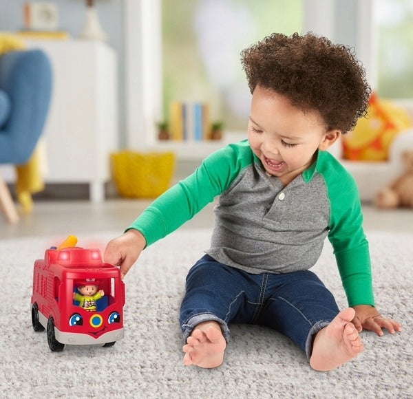 FISHER-PRICE GXR77 wóz strażacki + 1 figurka JĘZYK NIEMIECKI, czerwony, dla dzieci 12m+