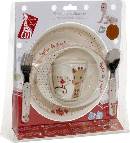 SOPHIE THE GIRAFFE tableware set - plate, bowl, fork, spoon, cup