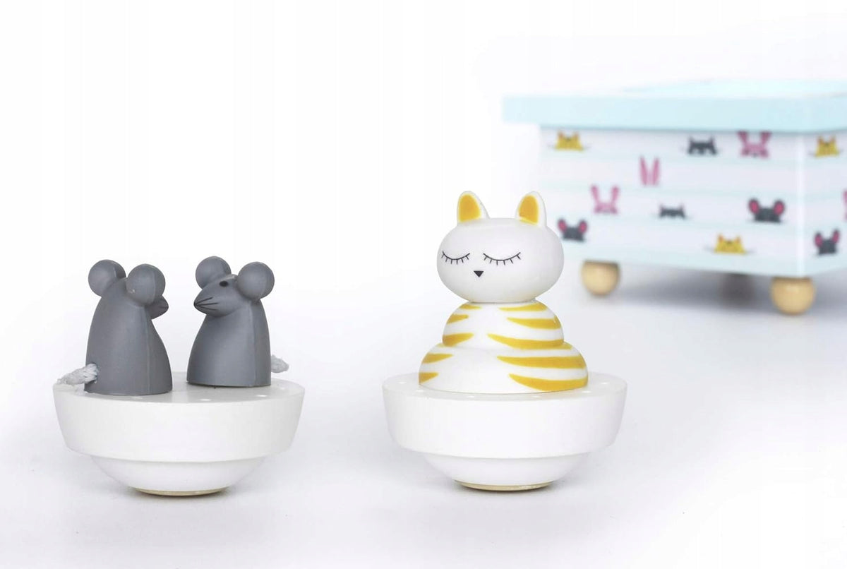 TROUSSELIER houten magnetische muziekdoos CAT EN MICE