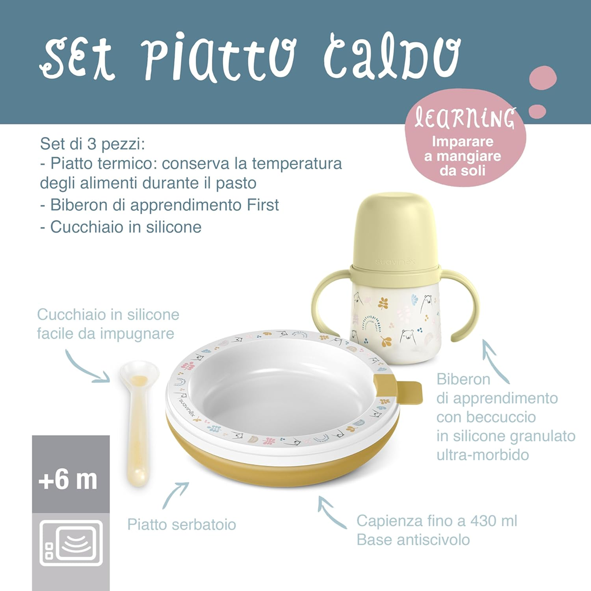 SUAVINEX set assiette thermique tasse cuillère FOREST