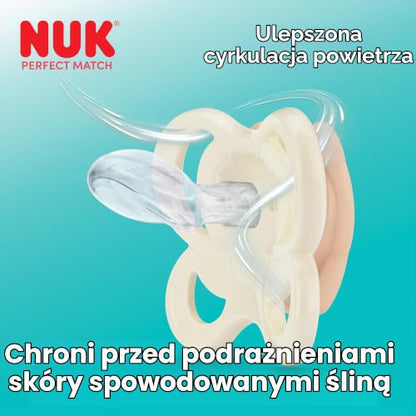 NUK Perfect Match Air Night smoczki uspokajające 0-6m x2 ŚWIECĄCE, ulepszona cyrkulacja powietrza