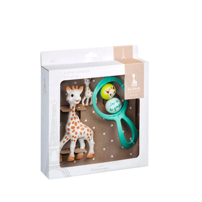 SOPHIE LA GIRAFE coffret pour bébé anneau de dentition naturel hochet attache