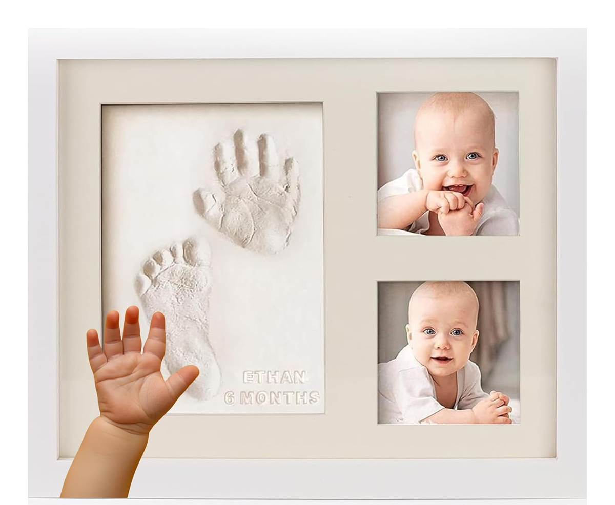 BUBZI houten fotolijst, hand- en voetafdrukken 23 x 28 cm + klei