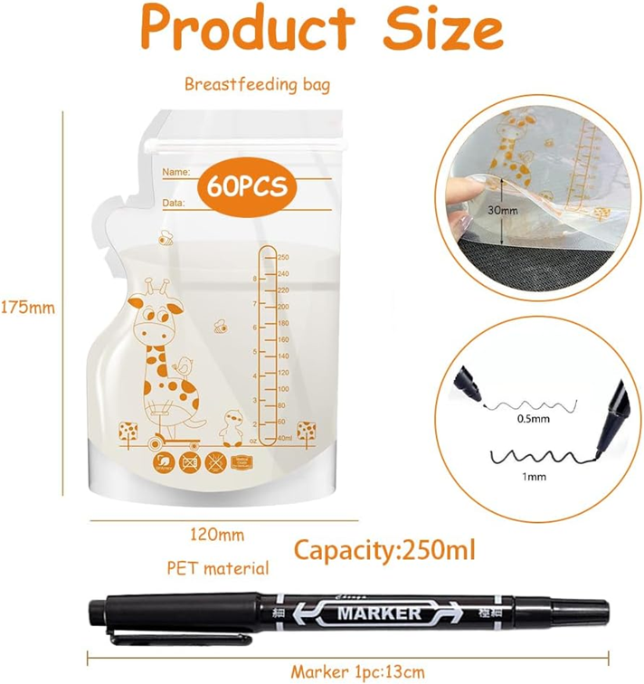 Voedselopbergzakjes 60 stuks 250ml