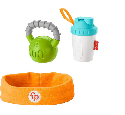 FISHER-PRICE Baby Biceps súprava s činkou, šejkom a čelenkou