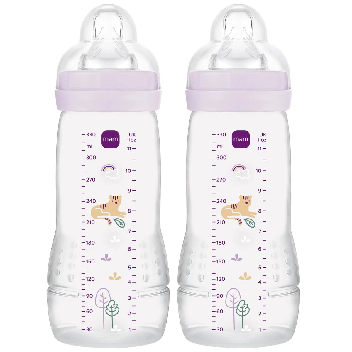MAM Easy Active set de biberones 2x 330 ml 4 m+ tetina 3 TIGRE