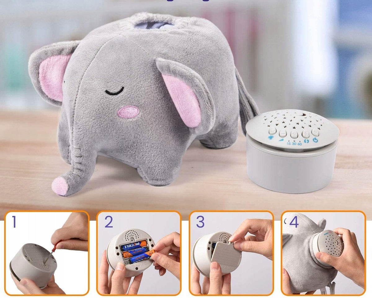 MOMCOZY knuffel projector sterren 15 melodieën en geluiden 13x19 cm OLIFANT